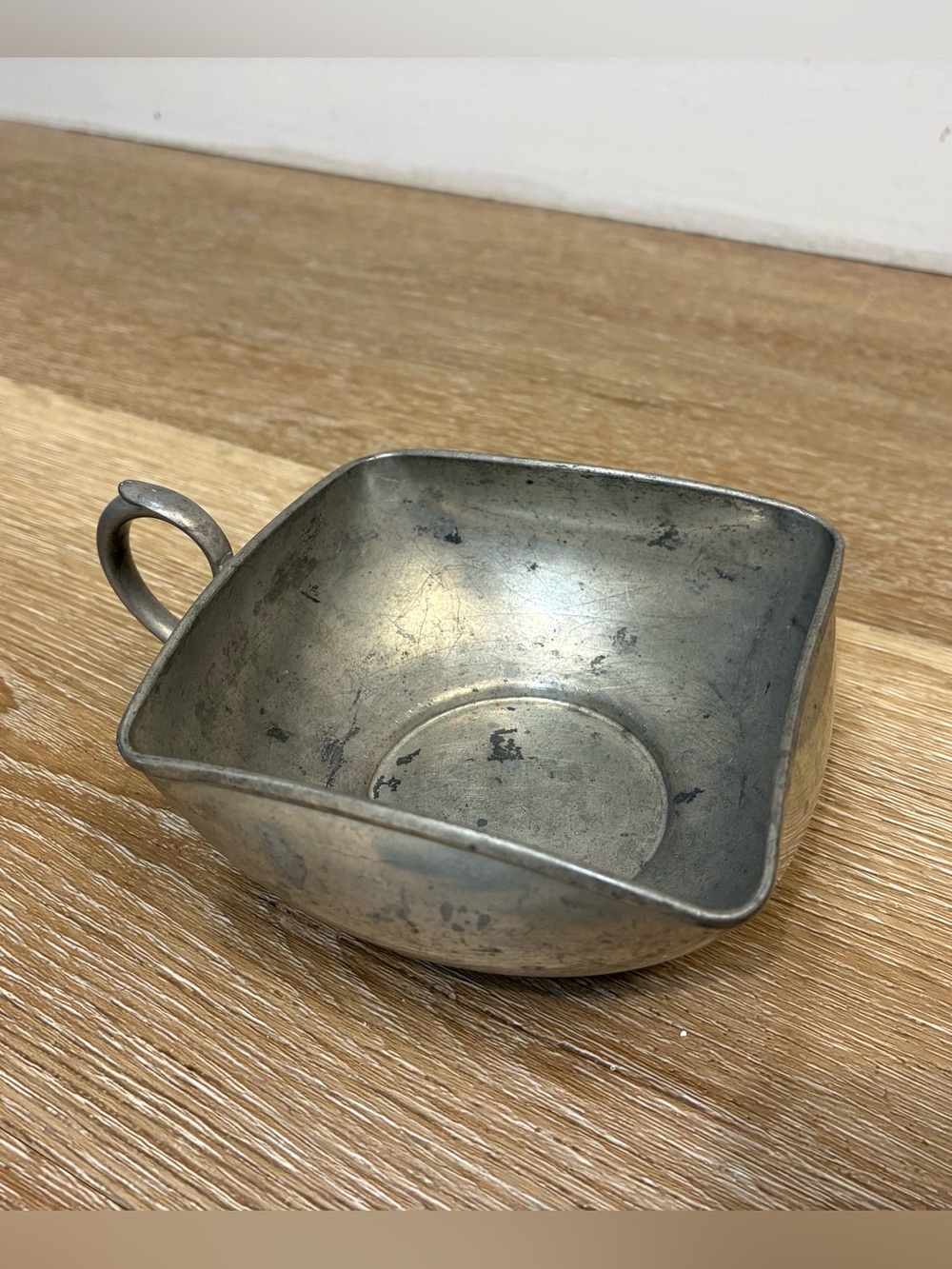 Vintage Royal Holland Pewter Daalderop Square Bowl Dish w Handle 4” Decor